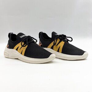 Bebe Women Leylan Logo y2K Retro Lace-up Black Fabric Sneakers size 10